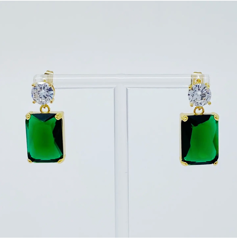 Emerald Green Jewel Earrings